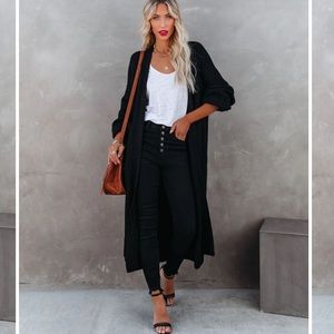 Your Own World Knit Duster Cardigan in Black